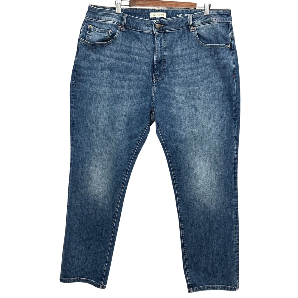 Warp + Weft AMS Amsterdam Slim‎ Jeans 42x30 Blue Tortoise Stretch Casual Modern